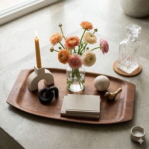 Vintage MCM Swedish Scandi Bent Molded Teak Wood Tray - NOT IKEA! 🇸🇪